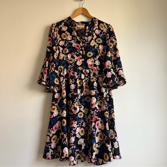 byTiMo Vintage Drape Mini Dress in Flora Black - Picture 5 of 16